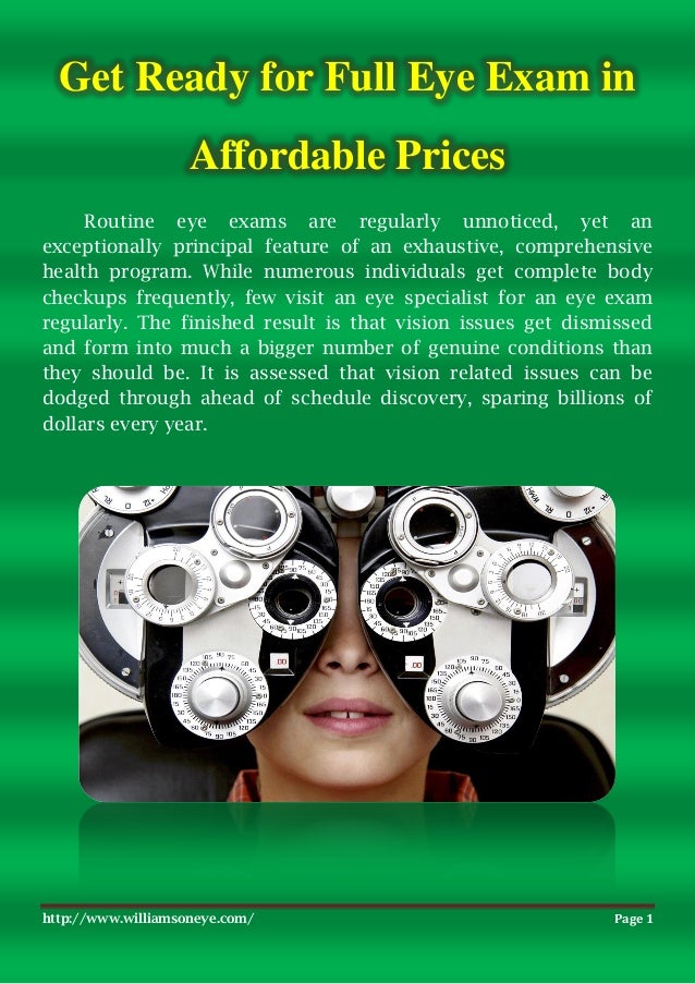 Get Ready For Full Eye Exam In Affordable Prices