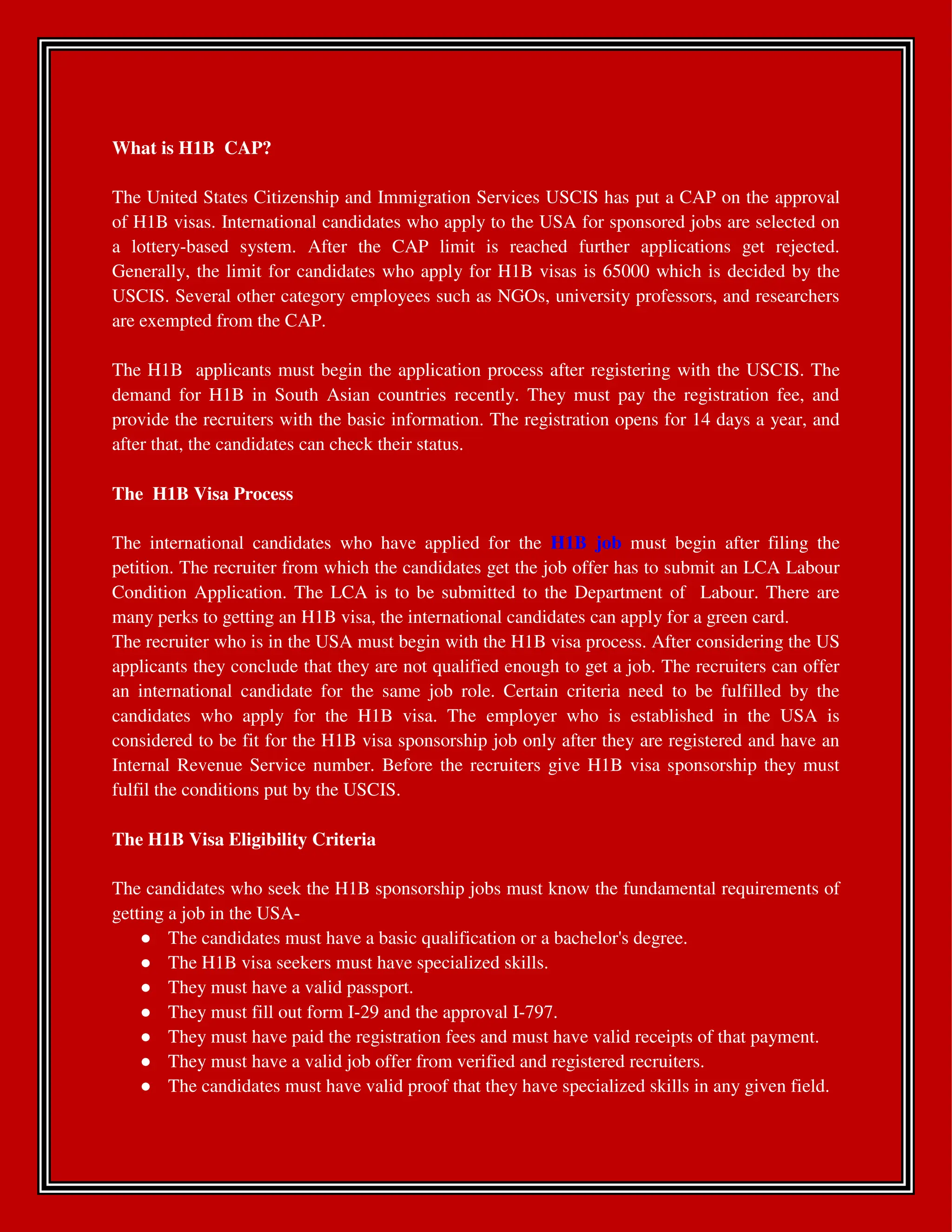 Get ready for H1B visa sponsorship jobs | PDF