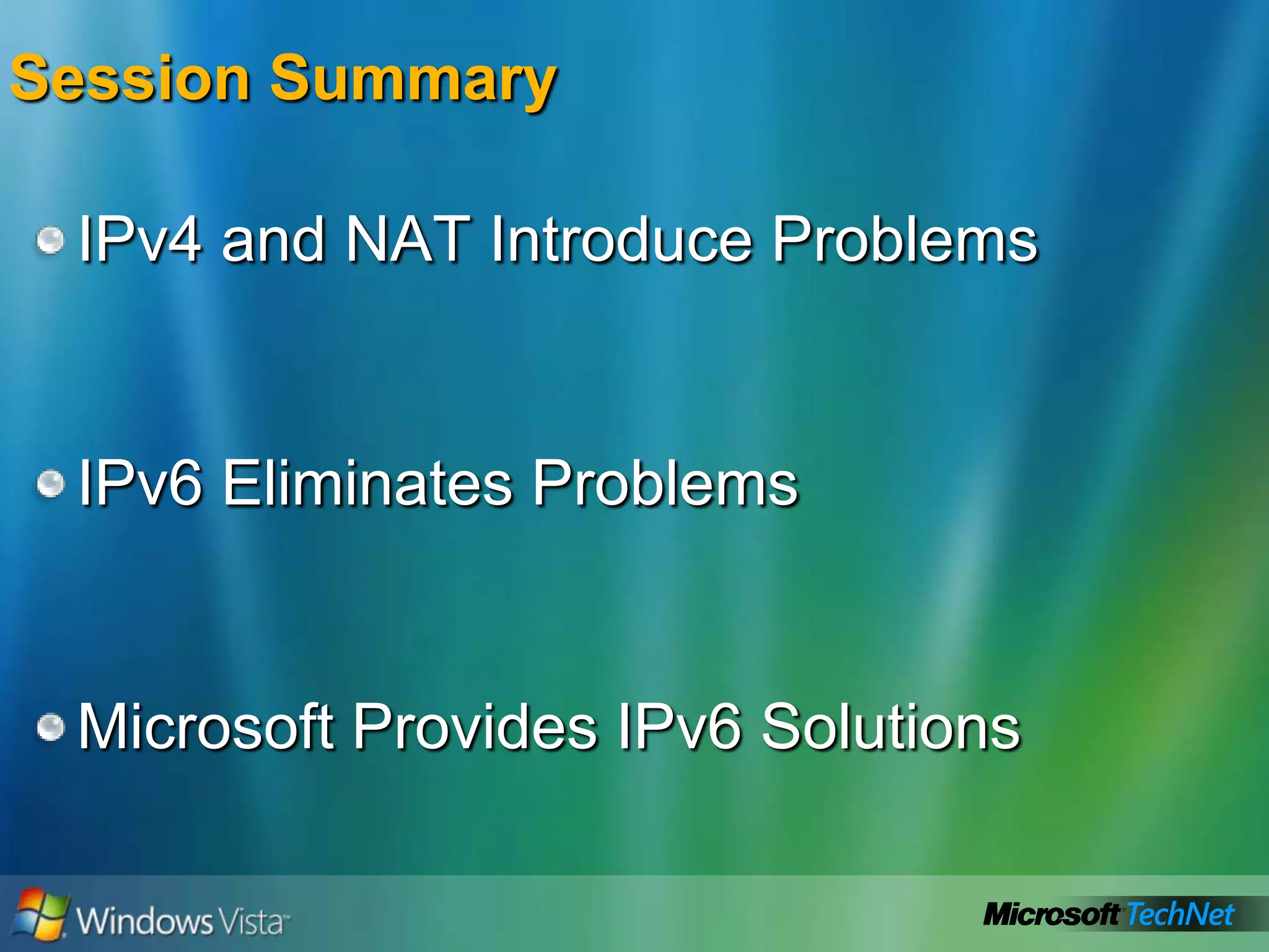 Subnetting IPv664 bits - HostSubnetNetworkNetworks and Hosts from  the same 32-bit poolMore networks (255.255.255.0)More hosts (255.0.0.0)32 bits - fixedIPv4 Subnet Mask64 bits dedicated to hosts64 bits dedicated to networks/1/32/48IPv6 Address
