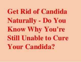 Get Rid of Candida
Naturally - Do You
Know Why You're
Still Unable to Cure
Your Candida?
 