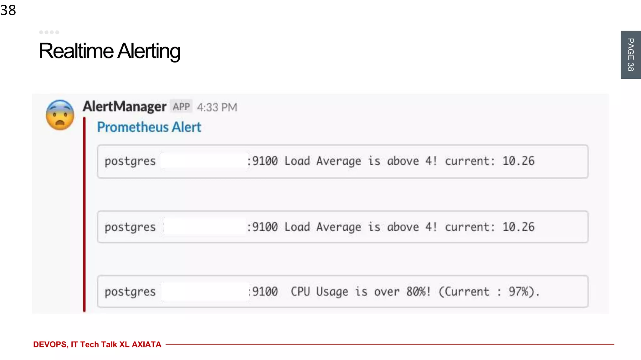 PAGE38
DEVOPS, IT Tech Talk XL AXIATA
RealtimeAlerting
38
 