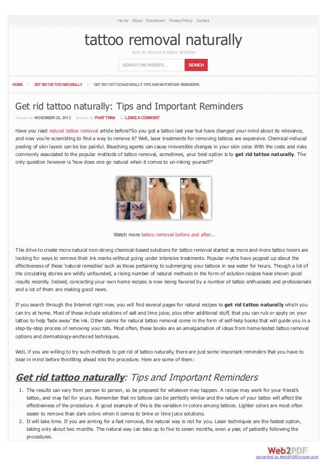 Get rid Tattoo Naturally: Tips and Important Reminders