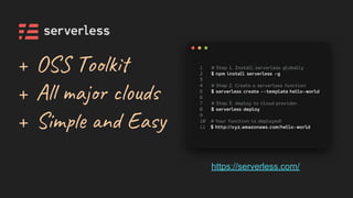 + OS o l
+ Al aj l u
+ Sim n Ea y
https://serverless.com/
 