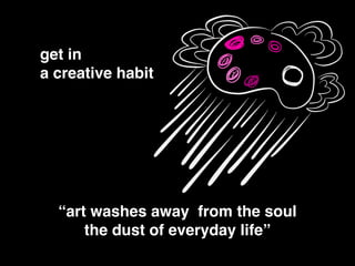 “art washes away from the soul!
the dust of everyday life”
get in !
a creative habit
 