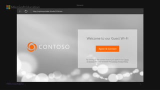 #MicrosoftEDU 

Agree & Connect
Welcome to our Guest Wi-Fi
By clicking on the connect button you agree to our Terms
of Service and have reviewed the Contoso Privacy Policy.
 