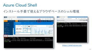 Azure Cloud Shell
インストール不要で使えるブラウザベースのシェル環境
146
https://shell.azure.com
 