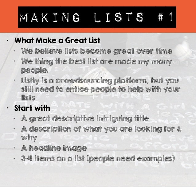 Making Lists 1 • What