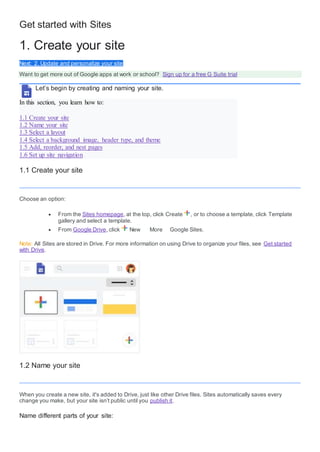 Get started with sites