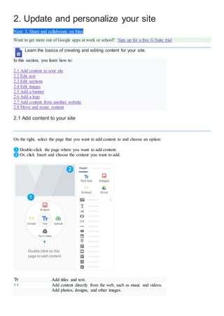 Get started with sites