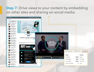 Step 7: Drive views to your content by embedding
on other sites and sharing on social media.
 