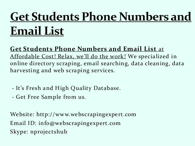 Get Students Phone Numbers And Email Lists