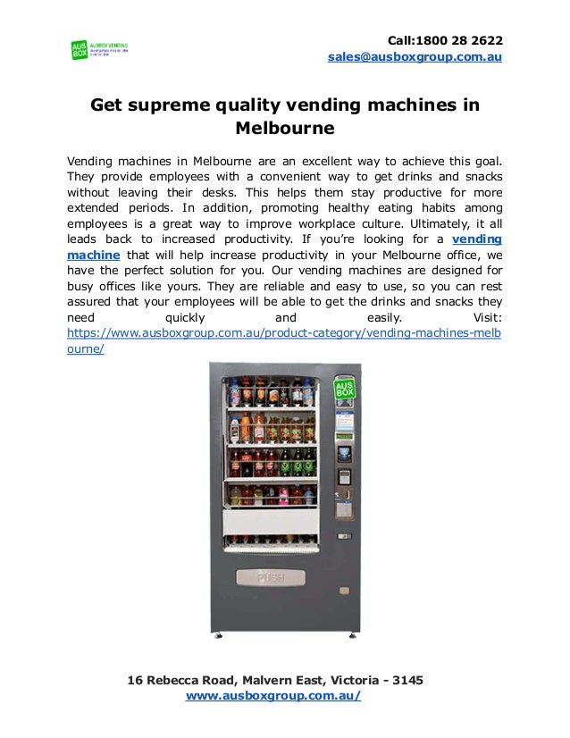 Get supreme quality vending machines in melbourne