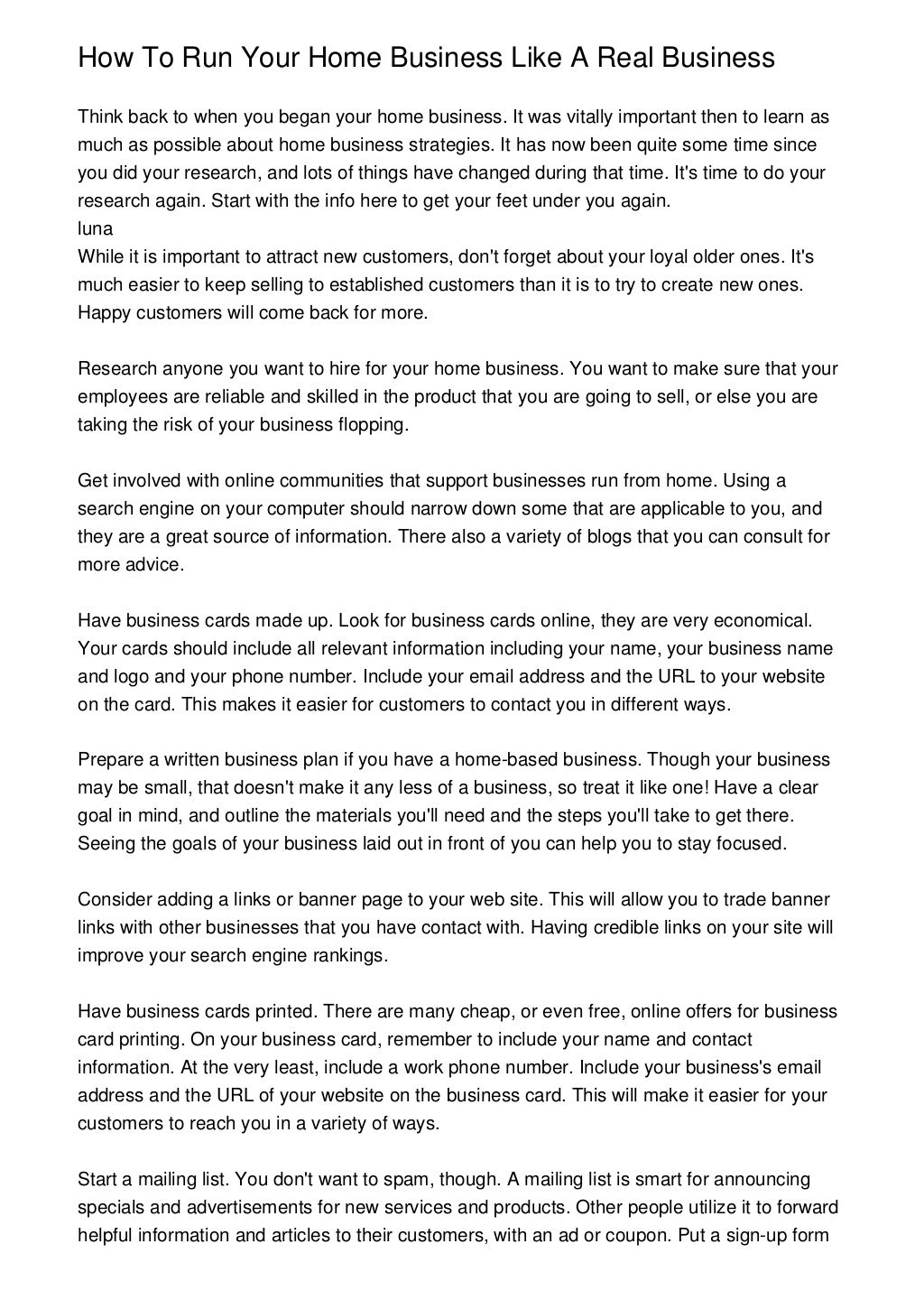 How To Run Your Home Business Like A Real Business
