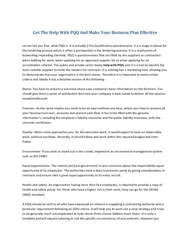 Help in business plan