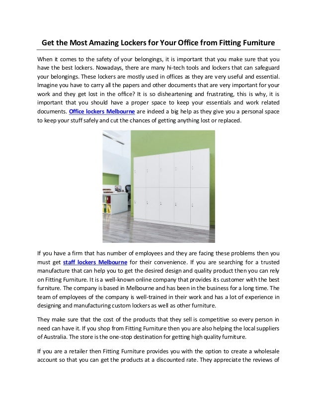Get The Most Amazing Lockers For Your Office From Fitting Furniture D