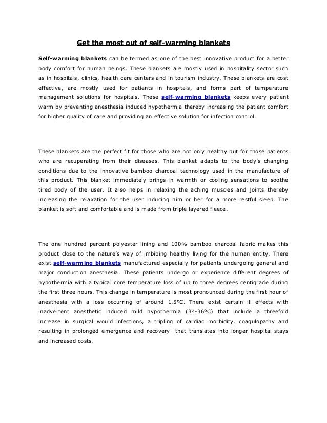 Get the most out of self warming blankets