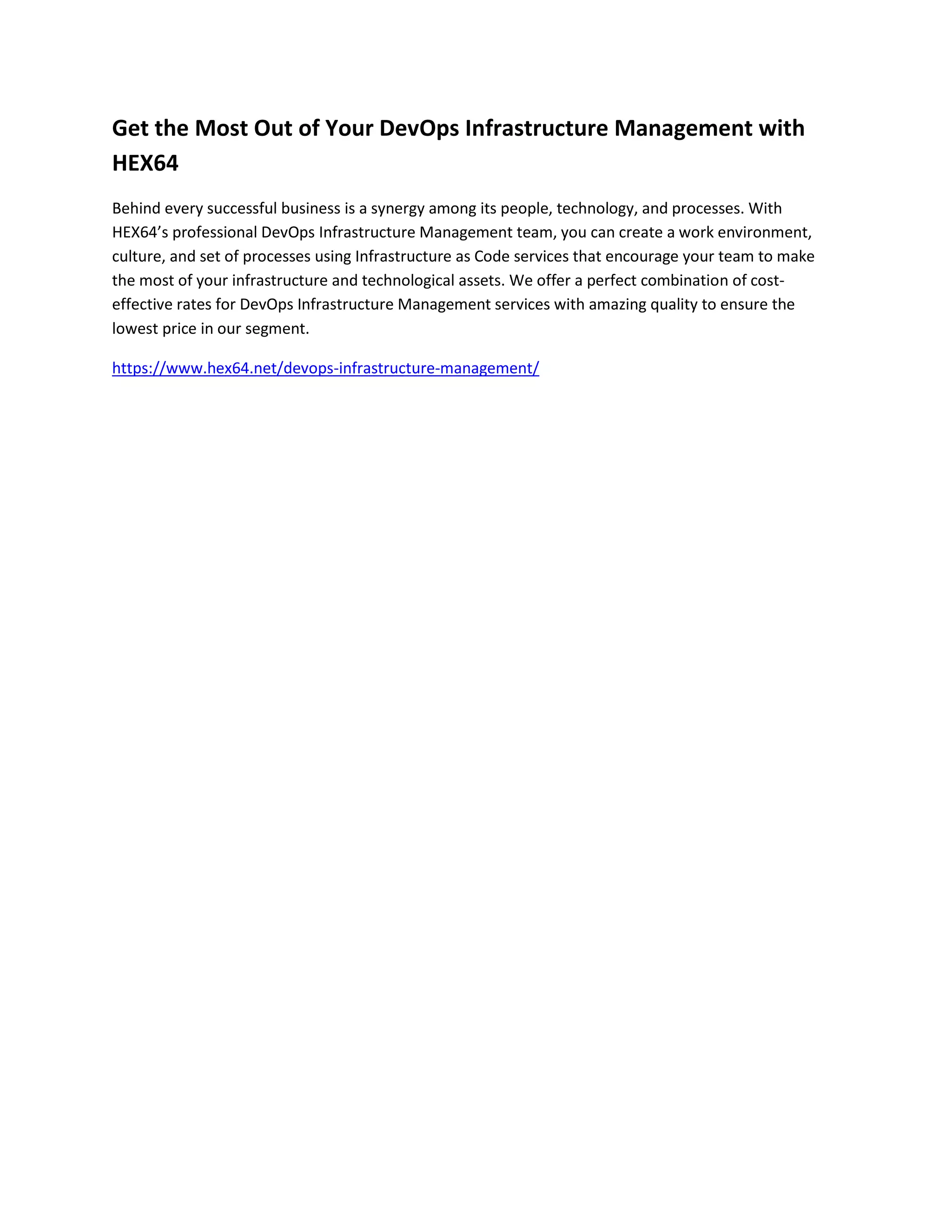 Get the Most Out of Your DevOps Infrastructure Management with HEX64.docx