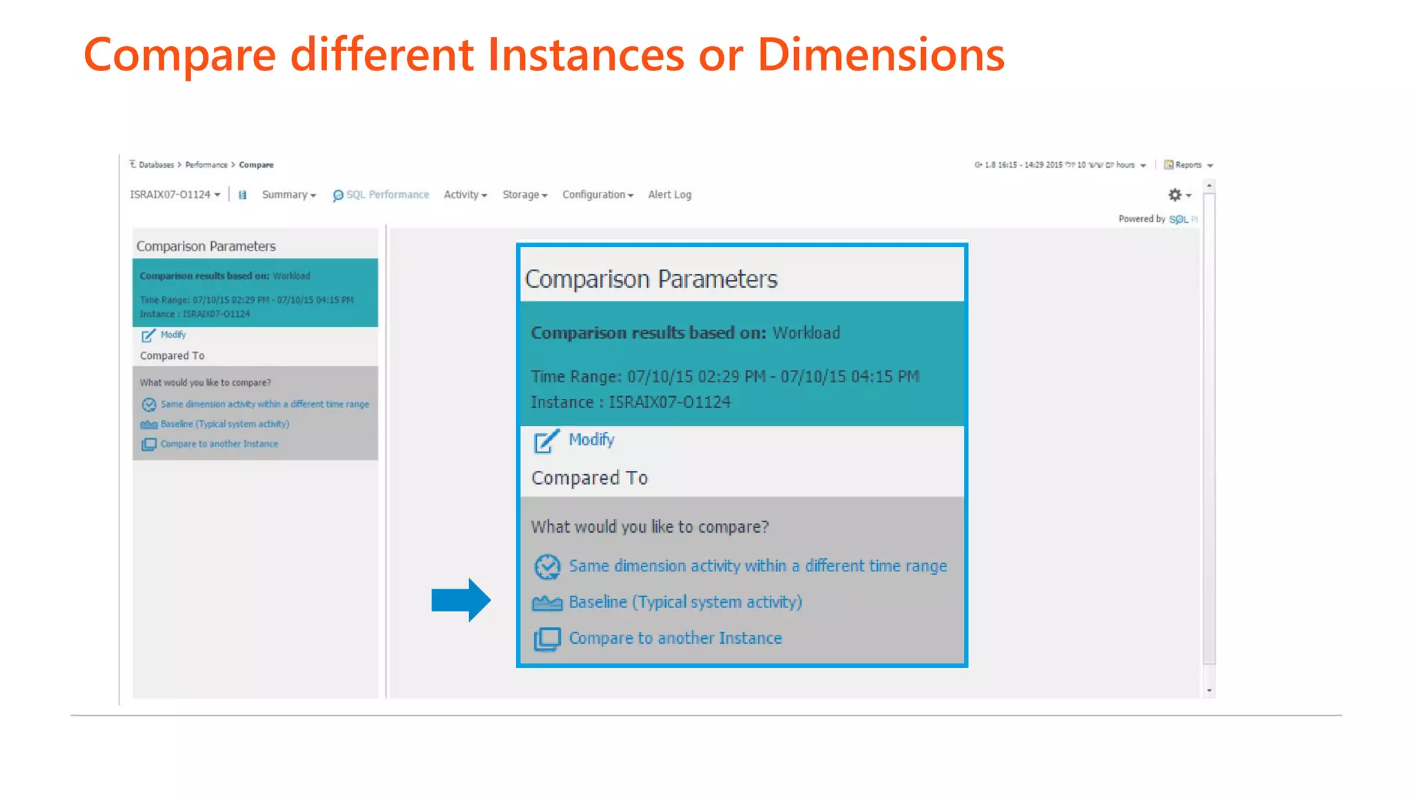 Compare different Instances or Dimensions
 