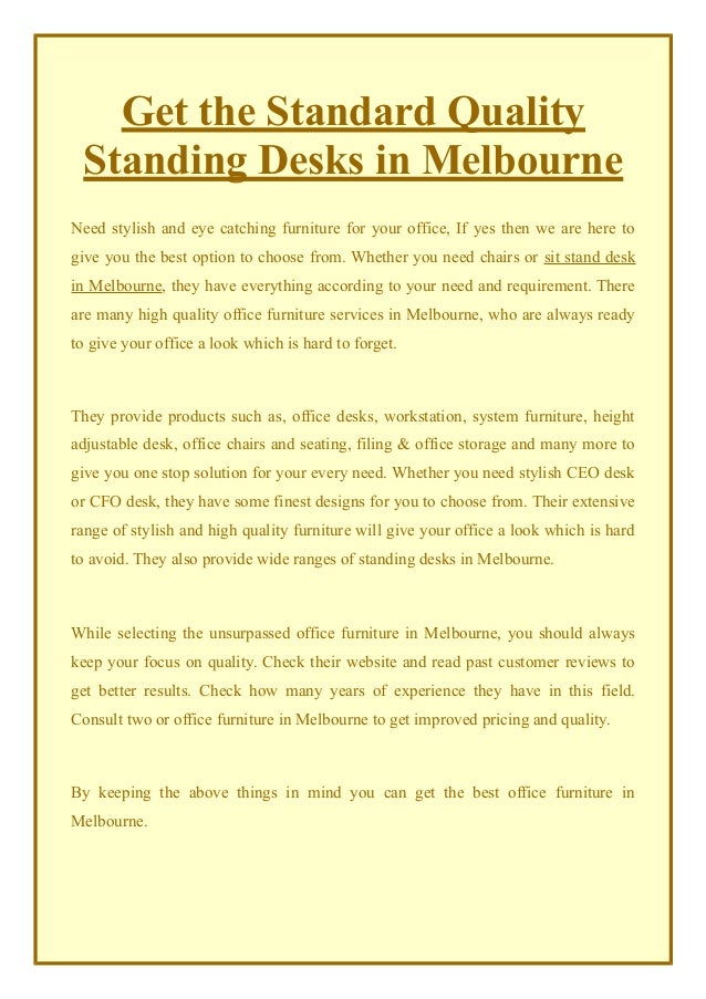 Get The Standard Quality Standing Desks In Melbourne
