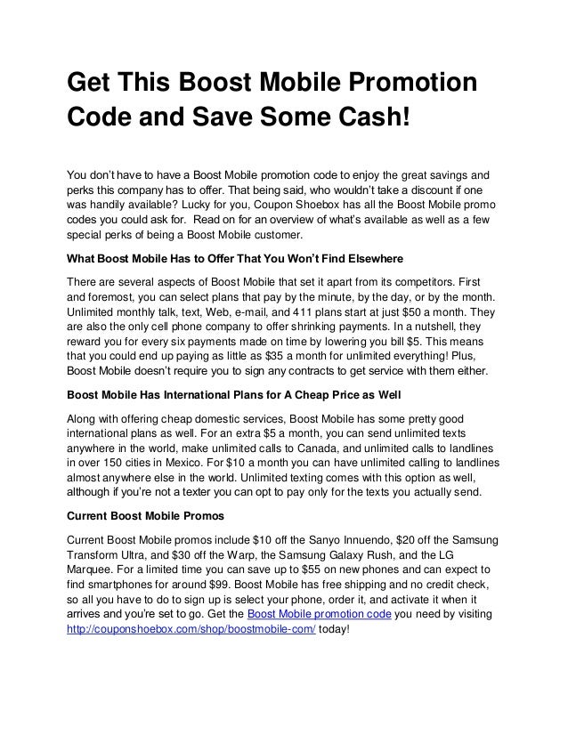Boost mobile coupon code