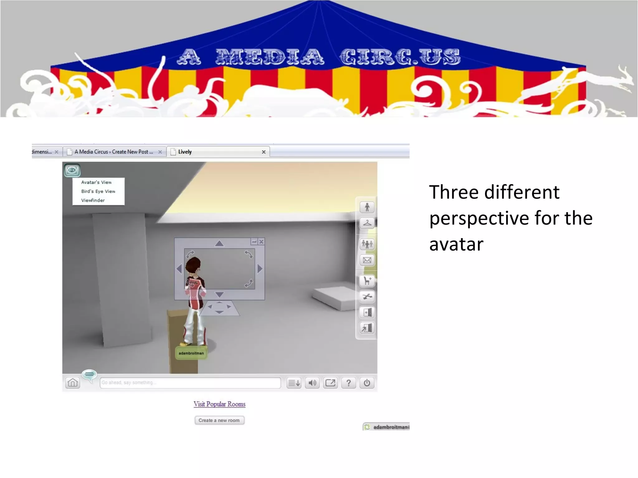 Three different perspective for the avatar