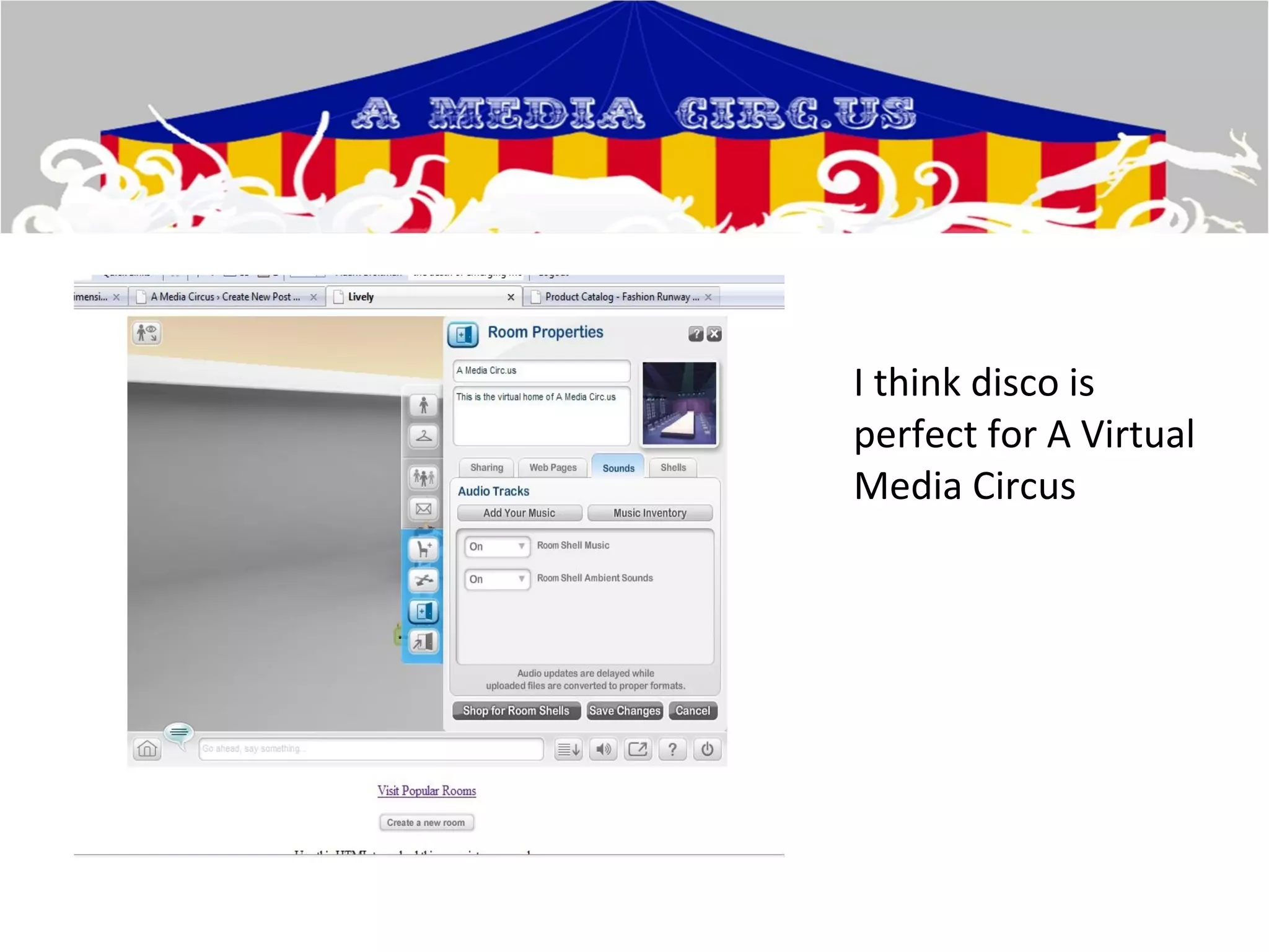 I think disco is perfect for A Virtual Media Circus