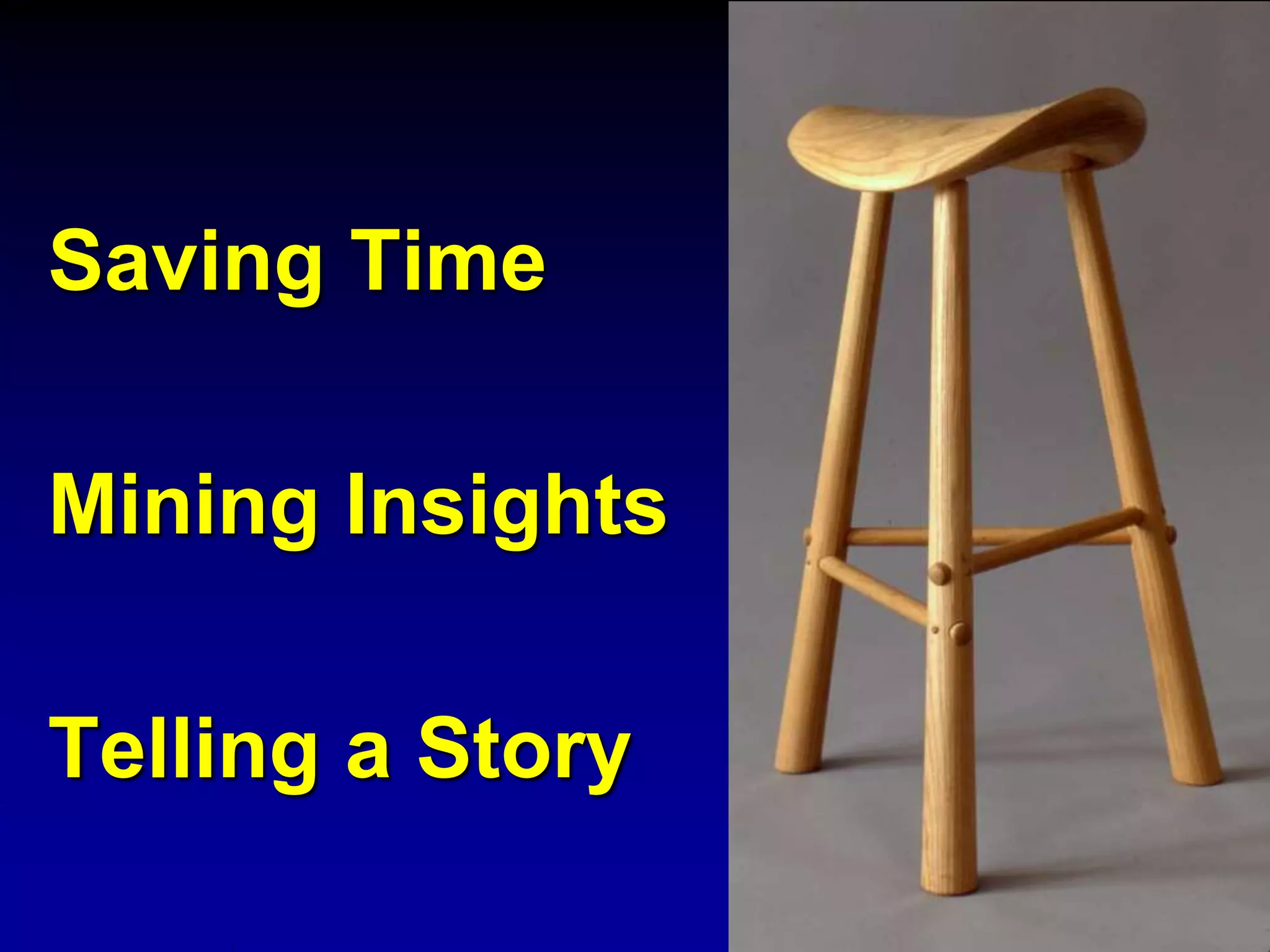 Saving Time
Mining Insights
Telling a Story
 
