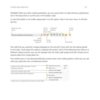 transcript coding example in maxqda ® . | download... How to get started with MAXQDA | PDF