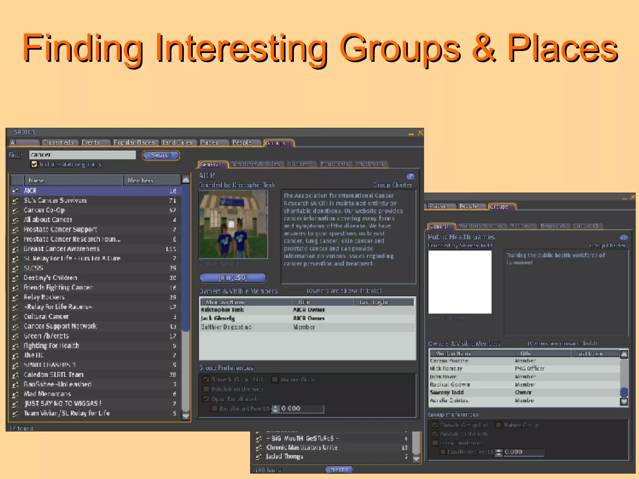 Finding Interesting Groups & Places 