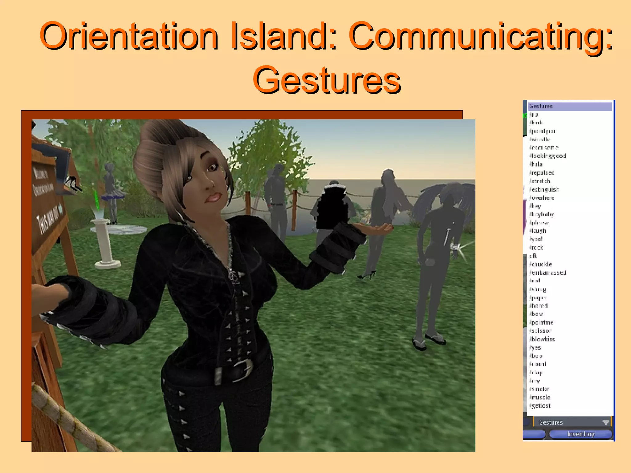 Orientation Island: Communicating: Gestures 