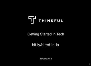 Getting Started in Tech
January 2018
bit.ly/hired-in-la
1
 