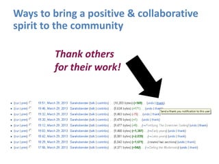 Thank others
for their work!
Ways to bring a positive & collaborative
spirit to the community
 