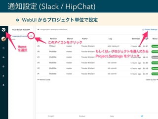 通知設定 (Slack / HipChat)
WebUI からプロジェクト単位で設定
 
