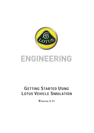 GETTING STARTED USING
LOTUS VEHICLE SIMULATION
VE R S I O N 3.11
 