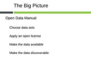 The Big Picture Open Data Manual Choose data sets 