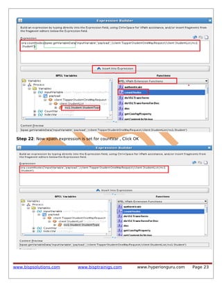 Step 22: Now xpath expression is set for countVar , Click OK

www.bispsolutions.com

www.bisptrainigs.com

www.hyperionguru.com

Page 23

 