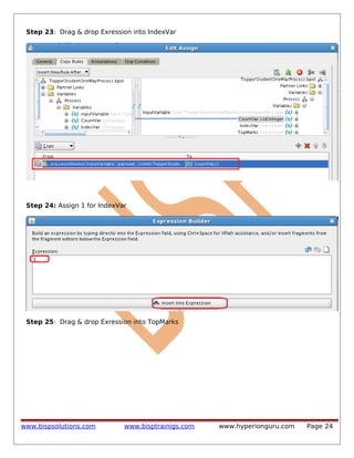 Step 23: Drag & drop Exression into IndexVar

Step 24: Assign 1 for IndexVar

Step 25: Drag & drop Exression into TopMarks

www.bispsolutions.com

www.bisptrainigs.com

www.hyperionguru.com

Page 24

 