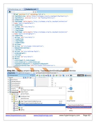 Step 84: : Deploy project by clicking TopperStudentOneWayProject to devsoa

www.bispsolutions.com

www.bisptrainigs.com

www.hyperionguru.com

Page 63

 