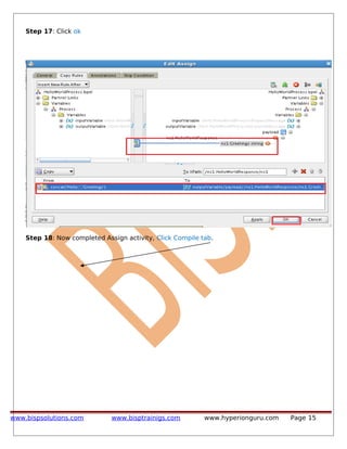 Step 17: Click ok
Step 18: Now completed Assign activity, Click Compile tab.
www.bispsolutions.com www.bisptrainigs.com www.hyperionguru.com Page 15
 