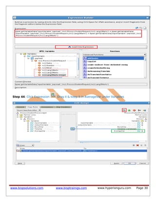 Step 44: Click Expression Drag it & keep it in AverageVar under Variables
www.bispsolutions.com www.bisptrainigs.com www.hyperionguru.com Page 30
 