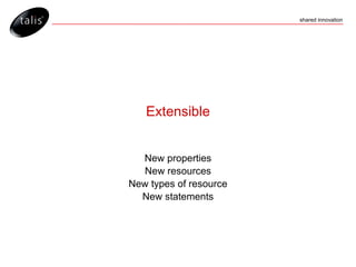 Extensible New properties New resources New types of resource New statements 