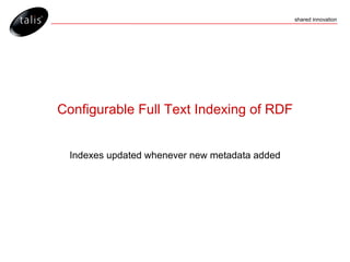 Configurable Full Text Indexing of RDF Indexes updated whenever new metadata added 