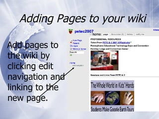 Editing your page INSERTING DOCUMENTS If you have a word document that you want to add to your page… Click on <Edit this page> Click on the tree icon in the toolbar  . Click on <browse>, insert the filename and click on <upload file>.  Place the cursor where you want the file link to go. Then double-click on the file. 