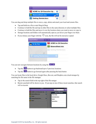 Tap on a file to open it, or on a folder to see the contents