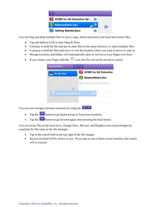 Tap and drag left or right to scroll through the folder hierarchy