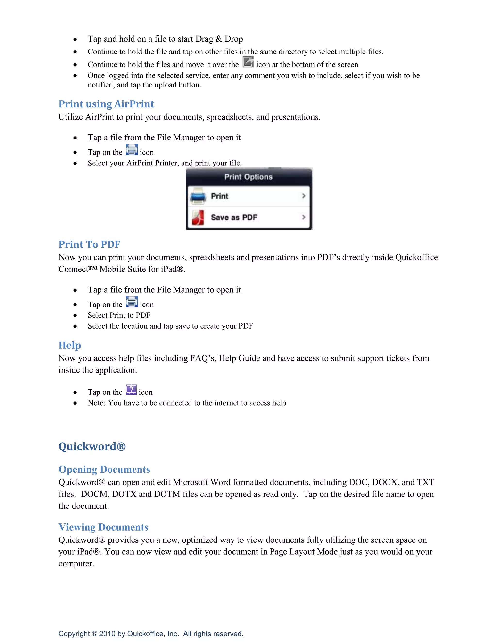 Tap on the blue chevron to see the file information, a visual first page preview of the file, and then tap on the file name in the text box to rename the file      <br />Click on the  on the bottom right of the file manager to create a new folder