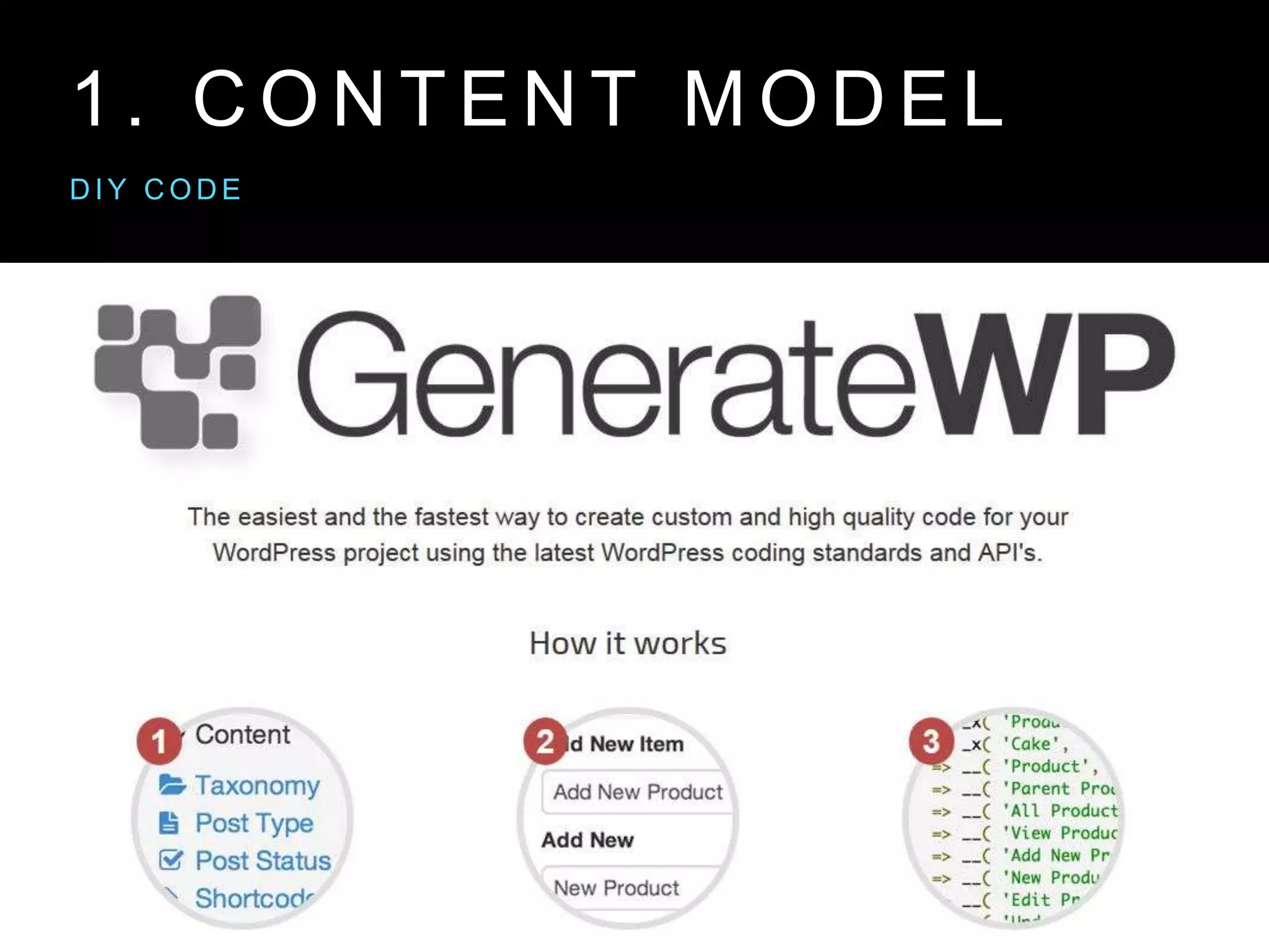 1 . C O N T E N T M O D E L
D I Y C O D E
 