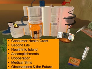 <ul><li>Consumer Health Grant </li></ul><ul><li>Second Life </li></ul><ul><li>HealthInfo Island </li></ul><ul><li>Accompli...