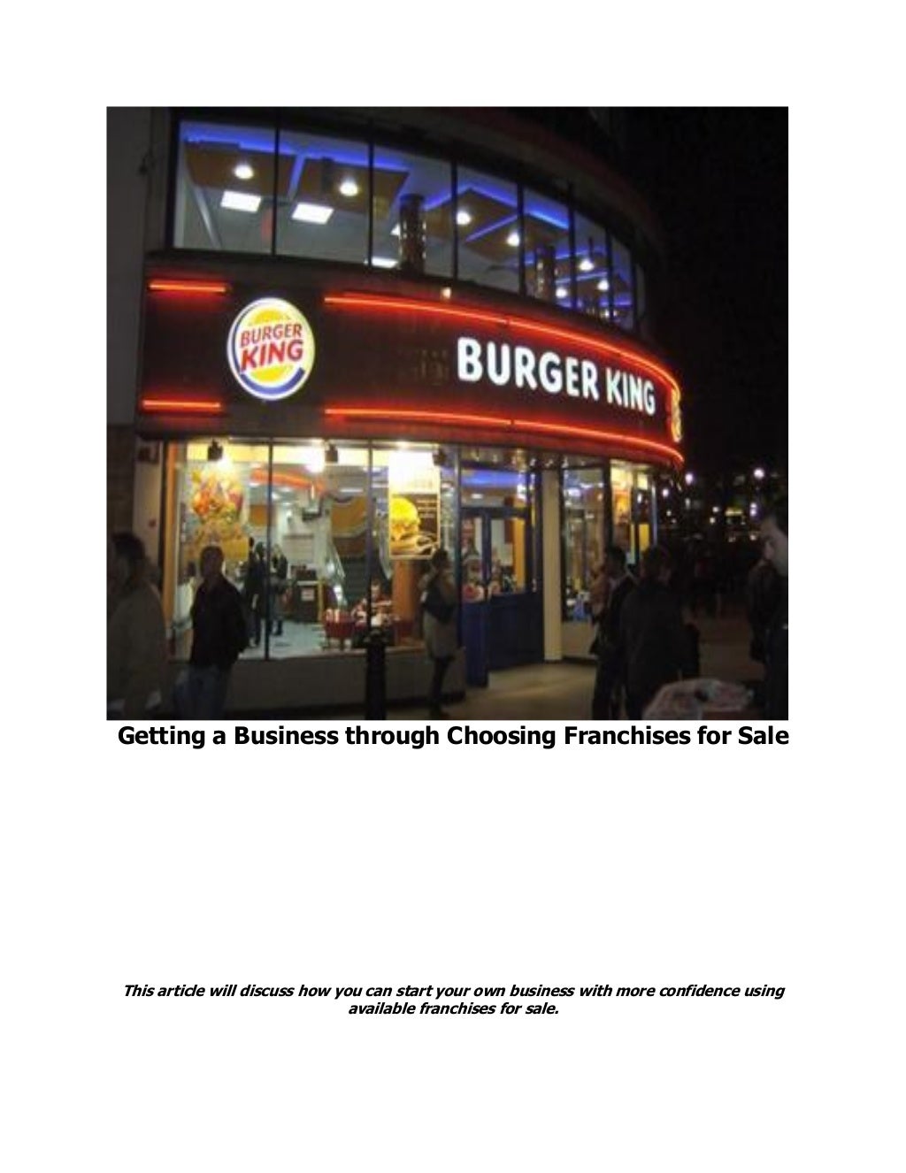 Getting a Business through Choosing Franchises for Sale