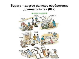 Бумага – другое великое изобретение
        древнего Китая (III в)
 